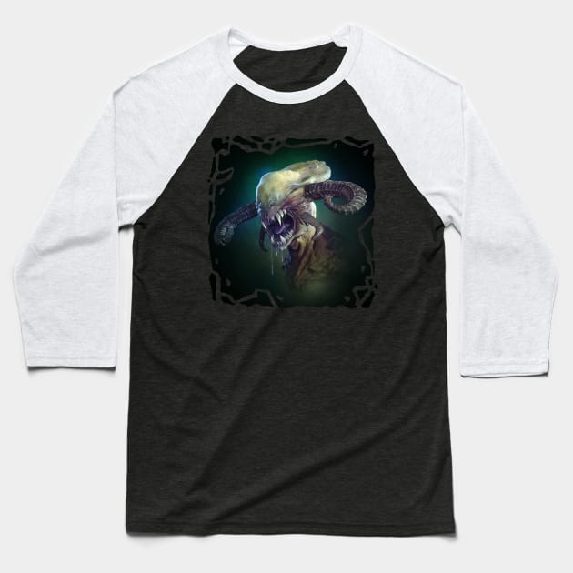 Creature bite Baseball T-Shirt by INKSPACE